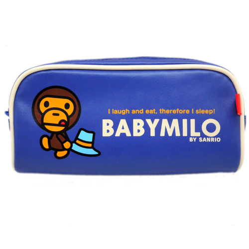 筆袋/盒/筒_BabyMilo-藍底皮質筆袋-BABYMILO