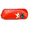 筆袋/盒/筒_Gaspard & Lisa-Q版雙狗刺繡三角筆袋-紅