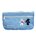 筆袋/盒/筒_Gaspard & Lisa-藍色白點雙狗三角筆袋