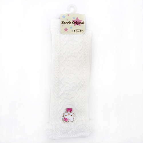 襪子_Hello Kitty-蕾絲中筒襪13-15cm-白