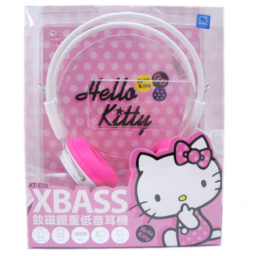 凱蒂貓Hello Kitty_電腦週邊_Hello Kitty-重低音耳機-側坐粉
