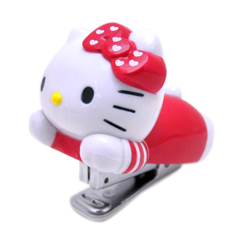 其他_Hello Kitty-訂書機-條紋愛心紅結