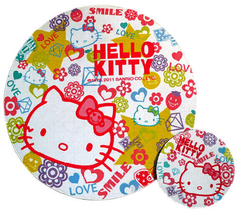 凱蒂貓Hello Kitty_電腦週邊_Hello Kitty-高彈性子母型滑鼠墊-繽紛白