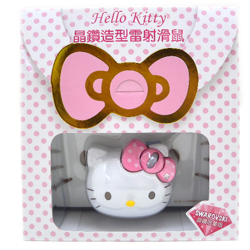 凱蒂貓Hello Kitty_滑鼠鍵盤_Hello Kitty-晶鑽造型雷射滑鼠-點粉結