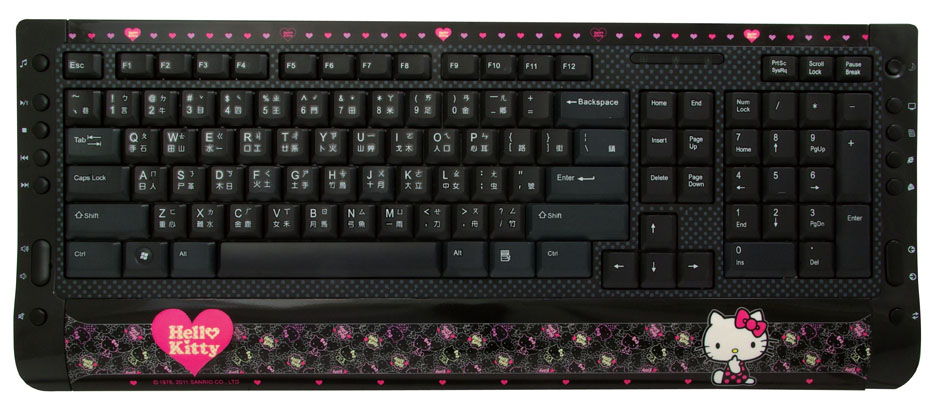 凱蒂貓Hello Kitty_滑鼠鍵盤_Hello Kitty-新晶彩超薄多媒體鍵盤-彩炫黑