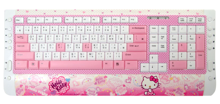 凱蒂貓Hello Kitty_滑鼠鍵盤_Hello Kitty-新晶彩超薄多媒體鍵盤-彩炫白