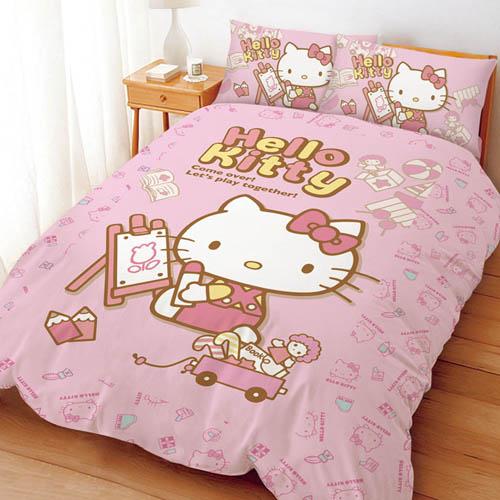 寢具_Hello Kitty-雙人床包5*6.2-童玩趣