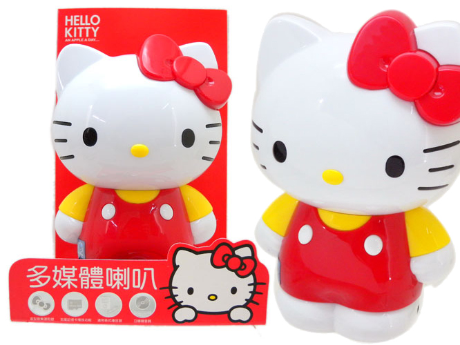 凱蒂貓Hello Kitty_影音多媒體_Hello Kitty-公仔造型多媒體喇叭-紅結