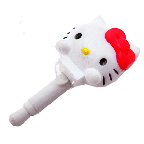 凱蒂貓Hello Kitty_音響耳機_Hello Kitty-耳機孔塞-大臉紅結