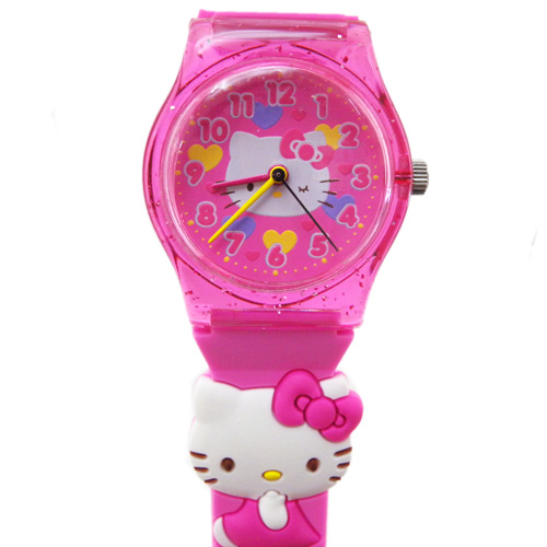 凱蒂貓Hello Kitty_手錶_Hello Kitty-圓面造型手錶-愛心多結