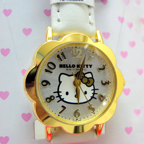 凱蒂貓Hello Kitty_手錶_Hello Kitty-造型花框手錶-金