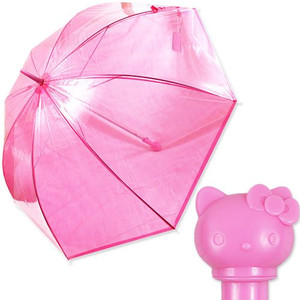 凱蒂貓Hello Kitty_生活日用品_Hello Kitty- 造型透明直傘-桃