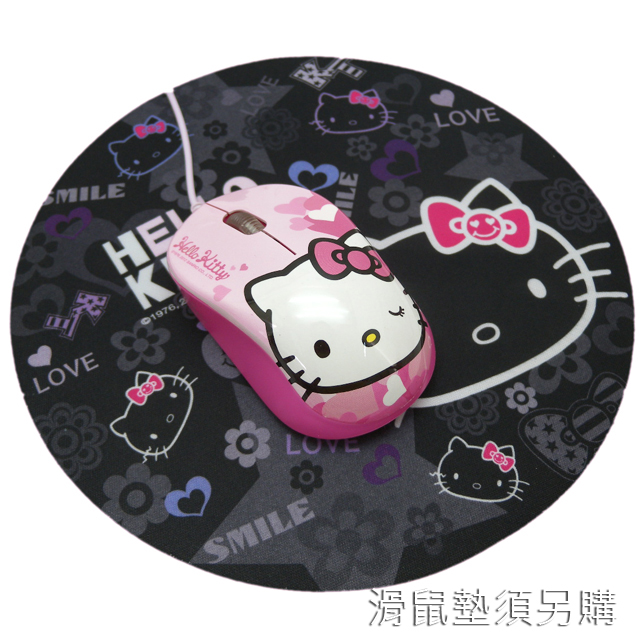 凱蒂貓Hello Kitty_滑鼠鍵盤_Hello Kitty-愛心水貼滑鼠-粉