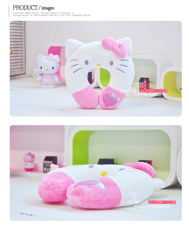 汽車百貨_Hello Kitty- 大臉造型頸枕-粉結