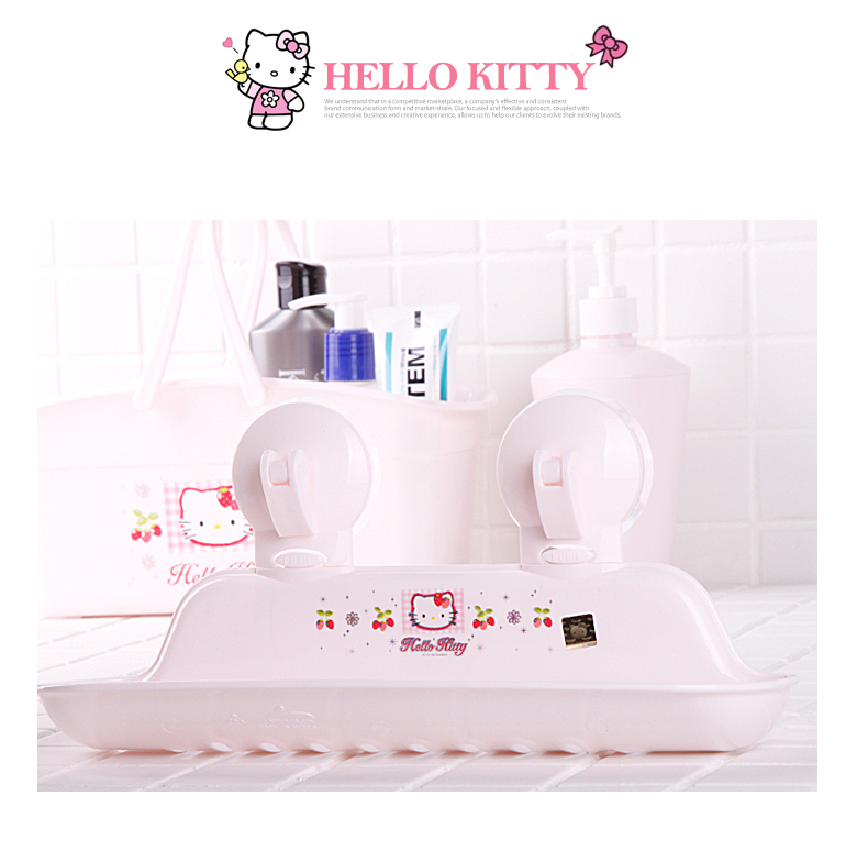 衛浴用品_Hello Kitty- 晶亮粉浴室吸盤置物架-草莓