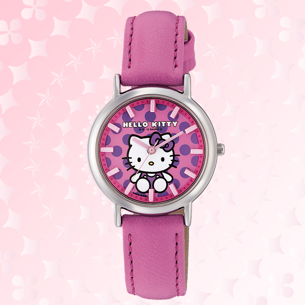 凱蒂貓Hello Kitty_手錶_Hello Kitty-手錶-藍圓點粉