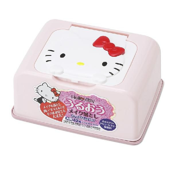 清潔用品_Hello Kitty-造型盒裝眼唇卸妝濕紙巾-粉