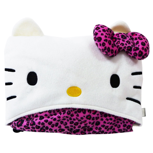 汽車百貨_Hello Kitty-KT豹紋紫-車用披肩毯