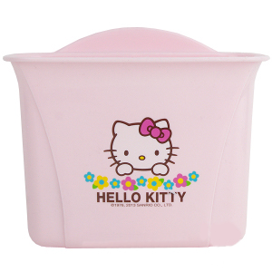 衛浴用品_Hello Kitty- KT吸壁雙格收納盒-小花