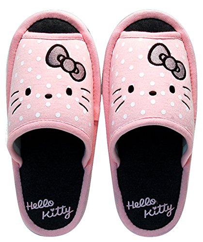 凱蒂貓Hello Kitty_其他_Hello Kitty-  室內拖鞋-電繡灰結白點粉