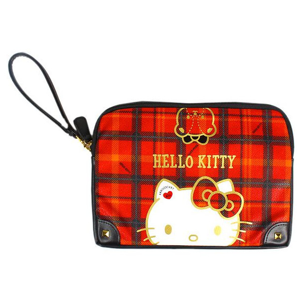 凱蒂貓Hello Kitty_手提包袋_Hello Kitty-  手拿包-40TH蘇格蘭紅格