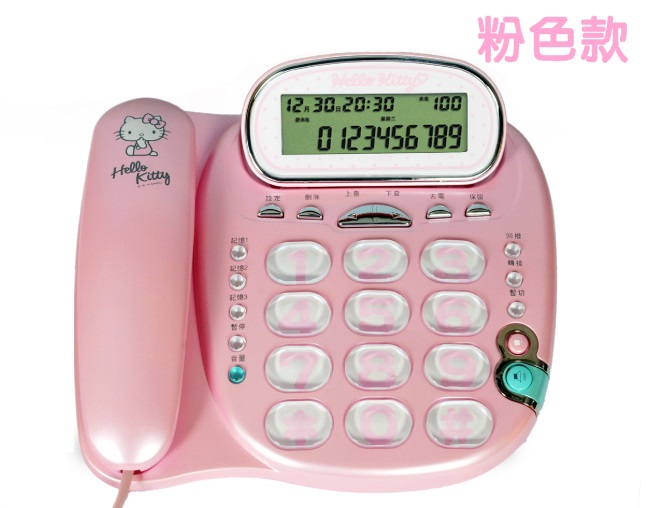 凱蒂貓Hello Kitty_家庭電器_Hello Kitty- 大按鍵有線電話-粉