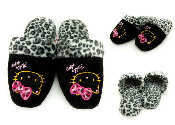 凱蒂貓Hello Kitty_女鞋_Hello Kitty- 室內拖鞋-豹紋黑