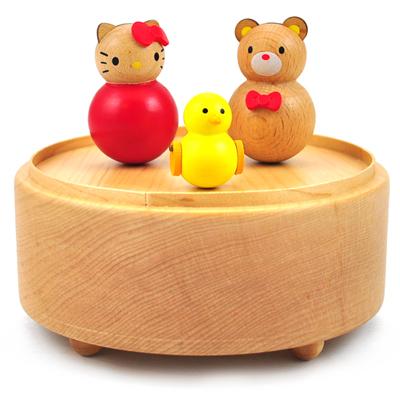 凱蒂貓Hello Kitty_流行生活精品_Hello Kitty- 木製音樂盒-KT與熊