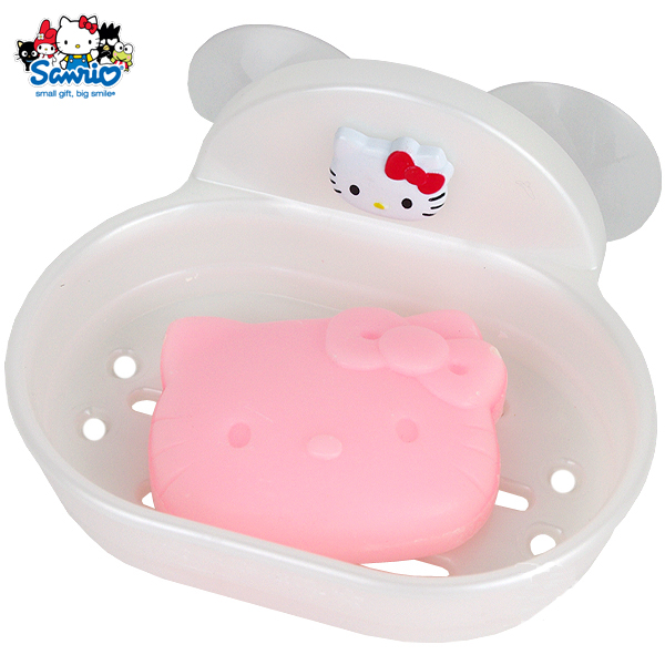 衛浴用品_Hello Kitty- 海綿肥皂架-KT大臉白