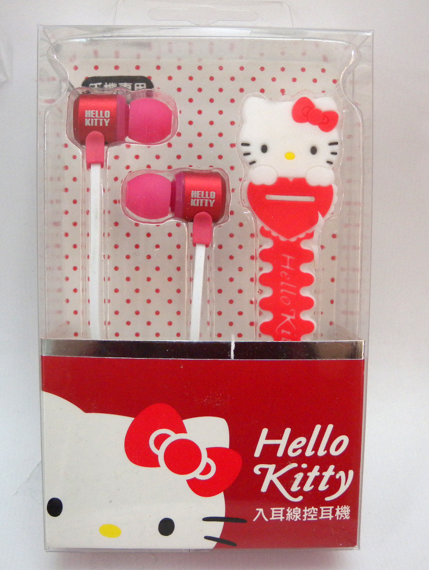 凱蒂貓Hello Kitty_音響耳機_Hello Kitty-入耳線控耳機附集線器-紅