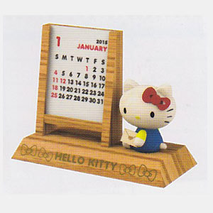 日系精品擺飾_Hello Kitty-年曆架-藍衣坐姿情書