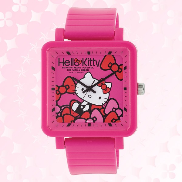 凱蒂貓Hello Kitty_手錶_Hello Kitty-手錶-四方多結桃