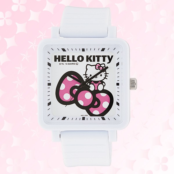 凱蒂貓Hello Kitty_手錶_Hello Kitty-手錶-四方大粉結白
