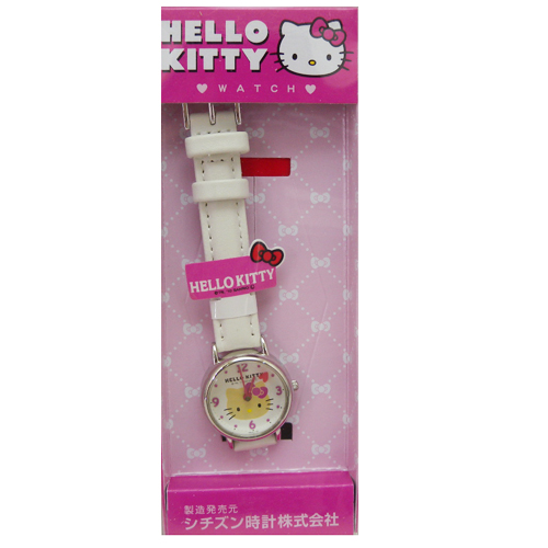 凱蒂貓Hello Kitty_手錶_Hello Kitty-手錶-圓形金面大臉白