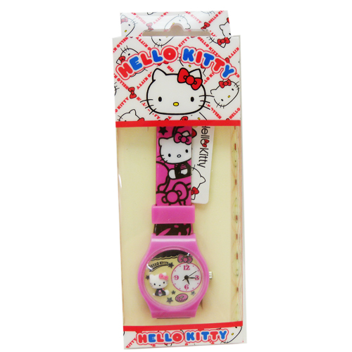 凱蒂貓Hello Kitty_手錶_Hello Kitty-手錶-坐姿藍衣粉結桃