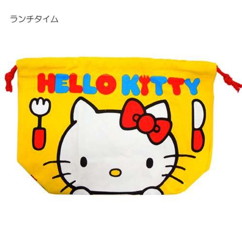 凱蒂貓Hello Kitty_包包_Hello Kitty-束口袋-刀叉黃