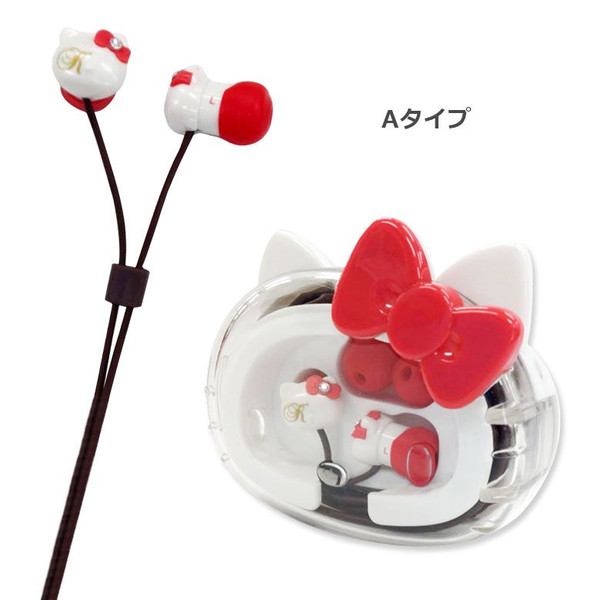 凱蒂貓Hello Kitty_音響耳機_Hello Kitty-造型耳塞式耳機附盒-紅白