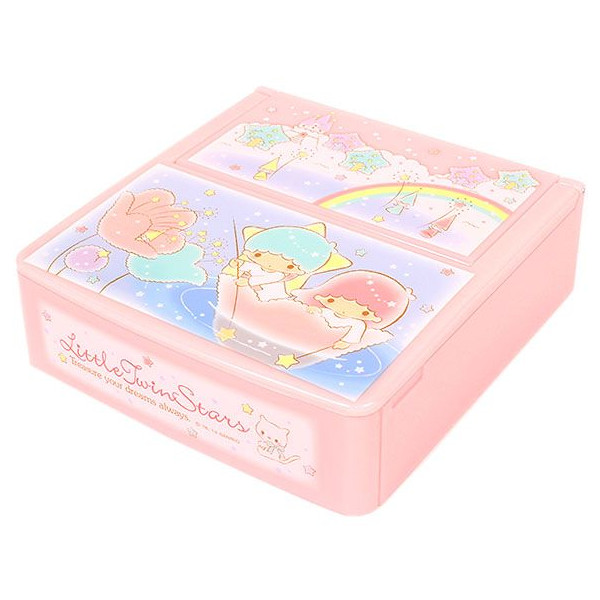 凱蒂貓Hello Kitty-雙子星KIKI&LALA_流行生活精品_KIKI&LALA-梳妝盒附鏡-TS精靈城堡粉