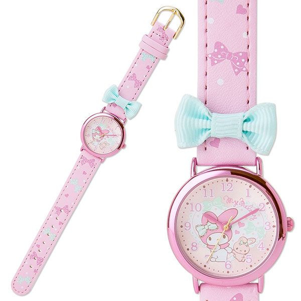凱蒂貓Hello Kitty-美樂蒂MELODY_經典造型_Melody-手錶-與兔愛心緞帶金粉