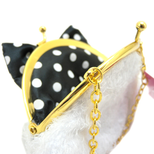 凱蒂貓Hello Kitty-大耳狗Cinnamoroll_大耳狗-絨毛造型珠扣零錢包-緞帶黑