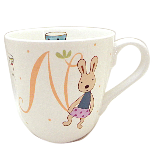 茶具杯子_法國兔-英文字母馬克杯-N