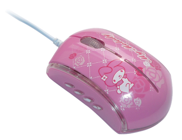 凱蒂貓Hello Kitty-美樂蒂MELODY_滑鼠鍵盤_美樂蒂MELODY-精典型光學滑鼠-玫瑰粉