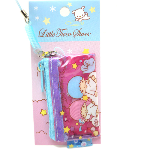 凱蒂貓Hello Kitty-雙子星KIKI&LALA_零錢證件_雙子星-迷你收納袋手機繩-雙子星