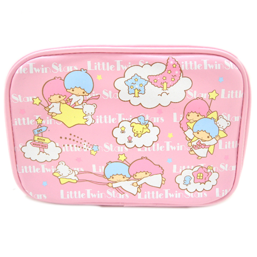凱蒂貓Hello Kitty-雙子星KIKI&LALA_化妝包箱_雙子星-長方化妝包-粉底雲端樂園