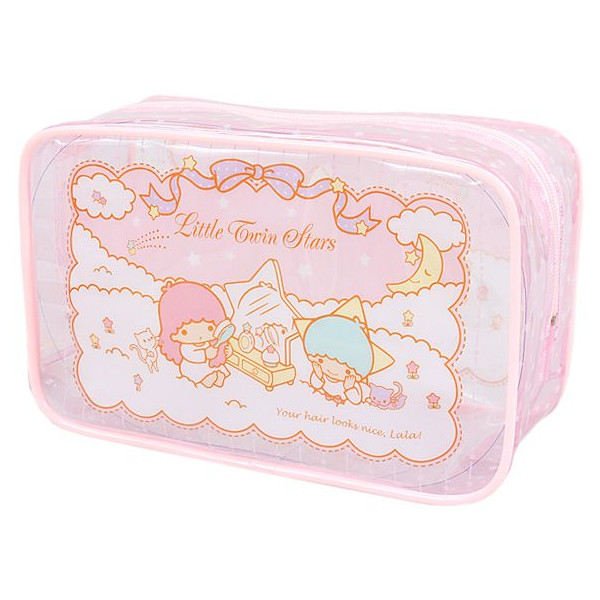 凱蒂貓Hello Kitty-雙子星KIKI&LALA_化妝包箱_雙子星kiki&lala-防水透明收納包M-星星粉